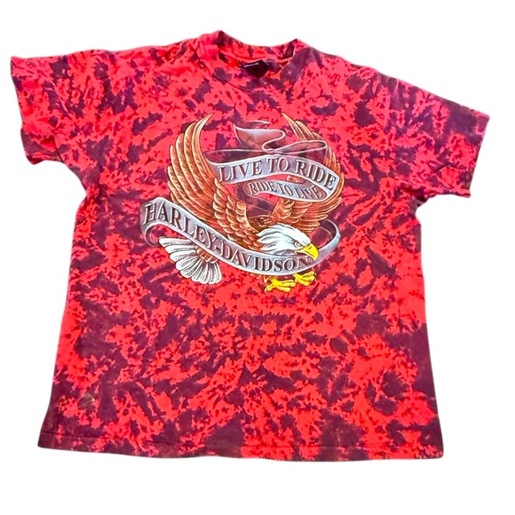 Shirt Harley-Davidson Red Tie-Dye T-Shirt Tulsa Oklahoma Large